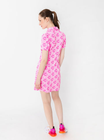 Bars Polo Dress - MAHI GOLD in Pink