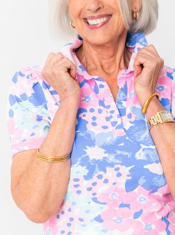 Bars Polo Dress in Summer Jubilee in Shell