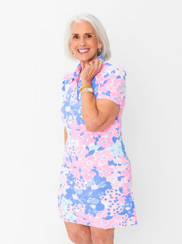 Bars Polo Dress in Summer Jubilee in Shell