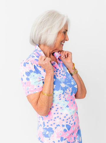 Bars Polo Dress in Summer Jubilee in Shell