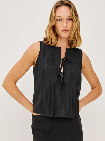 Aja Top in Black Linen