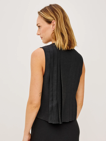 Aja Top in Black Linen