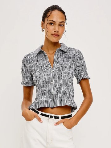 Alton Top in Black Gingham