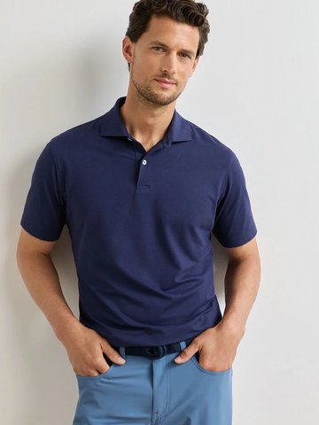Albatross Cotton-Blend Pique Polo in Navy