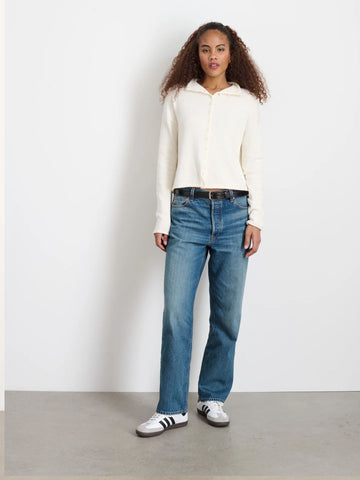 Taylor Cotton Cashmere Cardigan in Ivory