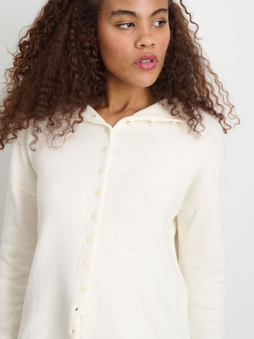 Taylor Cotton Cashmere Cardigan in Ivory