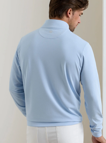 Custom Cape Perth Cross-Hatch Performance Quarter-Zip in Stream Blue