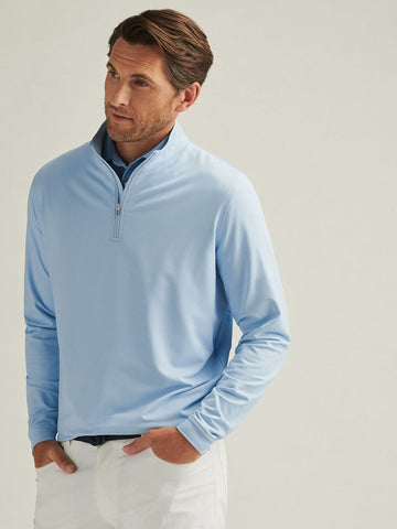 Perth Birdseye Performance Quarter-Zip in Pale Blue