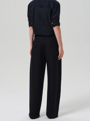Brynn Drawstring Linen Trouser in True Navy