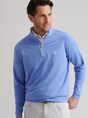 Custom Perth Mélange Performance Quarter-Zip in Seaside Blue