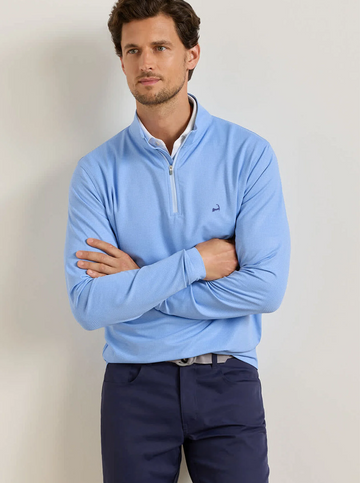 Custom Cape Perth Basketweave Performance Quarter-Zip in Cottage Blue