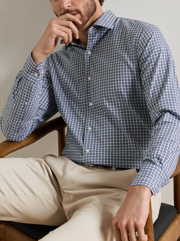 Atlas Crown Lite Cotton-Stretch Sport Shirt in Navy