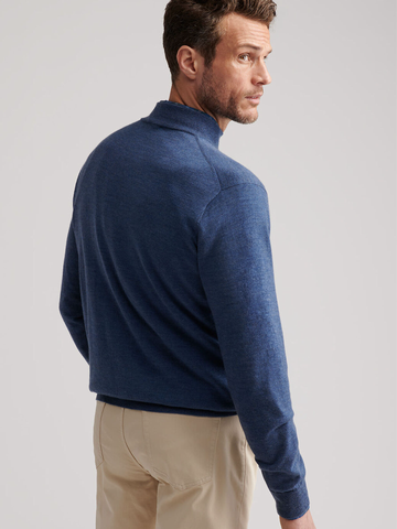 Autumn Crest Suede Trim Quarter-Zip in Blue Haze