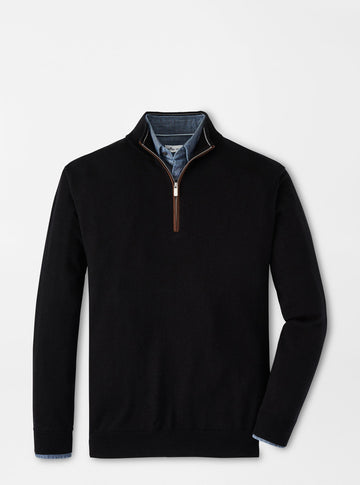 Autumn Crest Suede Trim 1/4 Zip in Black