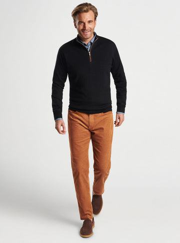 Autumn Crest Suede Trim 1/4 Zip in Black