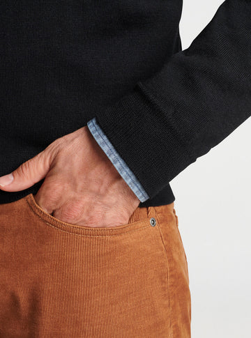 Autumn Crest Suede Trim 1/4 Zip in Black