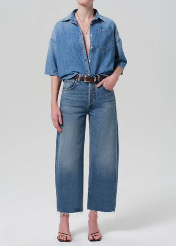 Ayla Raw Hem Crop in Telegraph