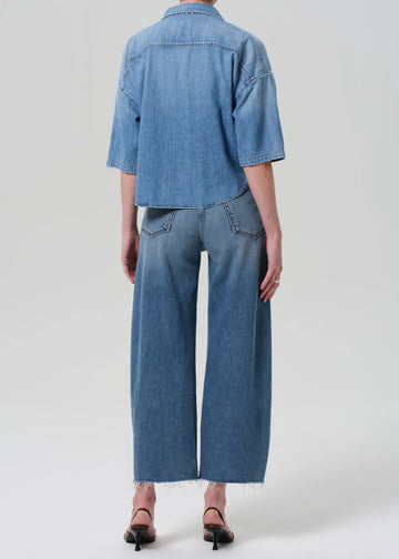 Ayla Raw Hem Crop in Telegraph