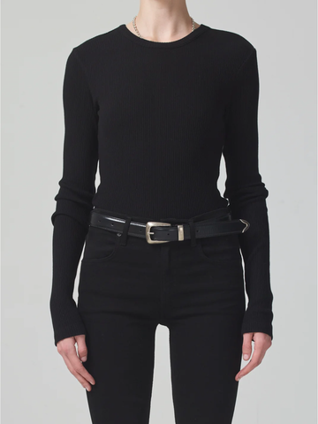 Bina Crewneck Top in Black