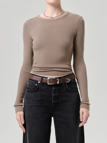Bina Crewneck Top in Cocoa