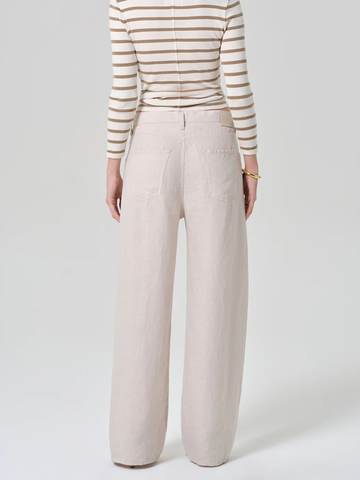 Brynn Drawstring Linen Trouser in Pale Stone