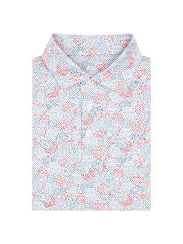 The Burst Polo in White & Caicos Blue