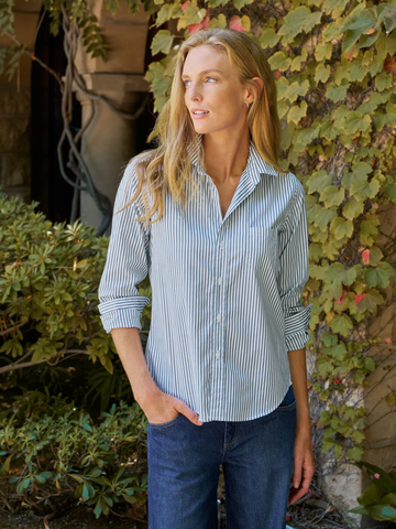 Barry Tailored Button Up Shirt in Multi Green Stripe