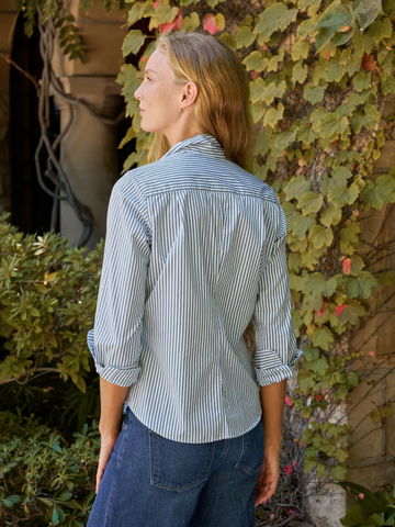 Barry Tailored Button Up Shirt in Multi Green Stripe