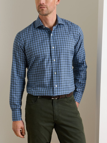 Bernard Cotton Sport Shirt in Windy Blue