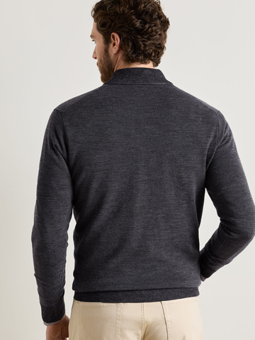 Blair Birdseye Quarter-Zip Sweater in Charcoal