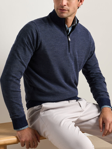 Blair Birdseye Quarter-Zip Sweater in Navy