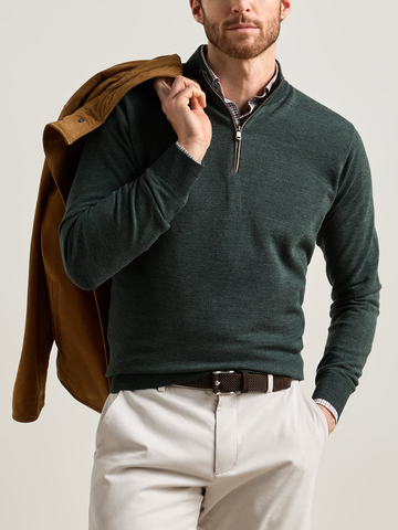 Blair Birdseye Quarter-Zip Sweater in Pine Brook