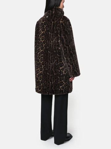 Blair Leopard Mid-Length Coat in Dark Leopard