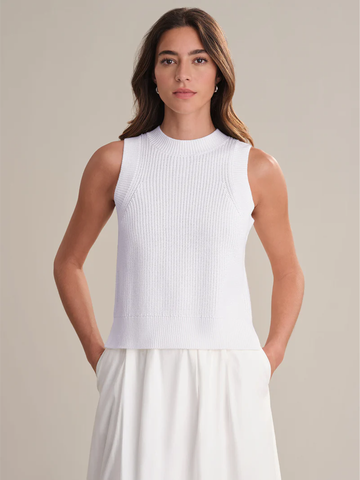 Demi High Crew Neck Tank in Bleach White