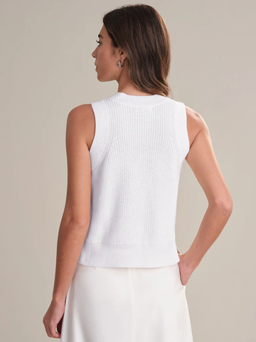 Demi High Crew Neck Tank in Bleach White