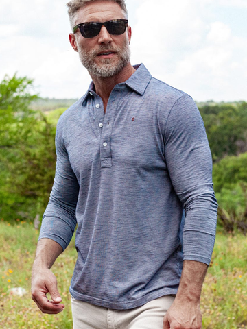 Brrr Long Sleeve Range Polo in Sapphire Blue