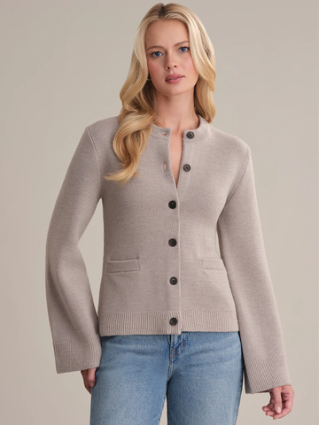 Catherine Button Up Cardigan in Camel Heather