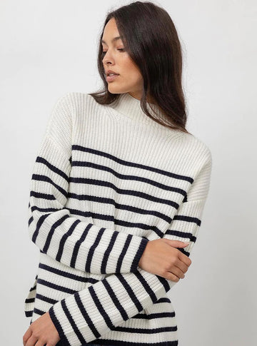 Claudia Sweater in Creamy Navy Stripe