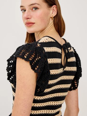 Coen Top in Black Oat Stripe