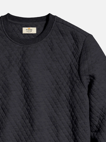 Men's Corbet Quilted Crewneck Fleece in Charcoal
