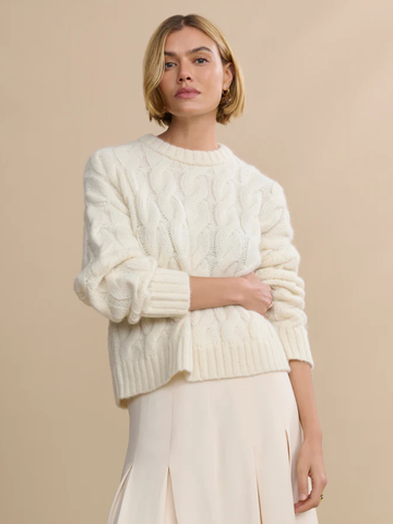 Cable Serena Crewneck in Ivory
