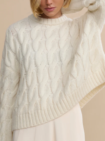 Cable Serena Crewneck in Ivory