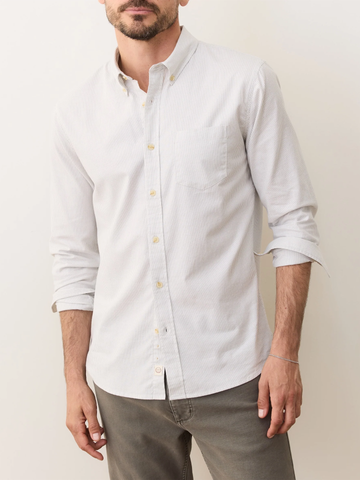 California Oxford Shirt in Grey & White Stripe