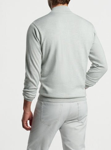 Canton Stripe Quarter-Zip Sweater British Grey