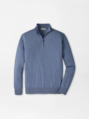 Canton Stripe Quarter Zip Sweater in Blue Freesia