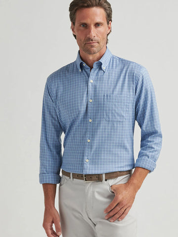 Caspian Perfect Pinpoint Sport Shirt in Blue Freesia