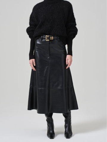 Cassia Leather Skirt in Black