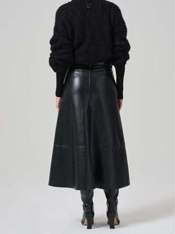 Cassia Leather Skirt in Black