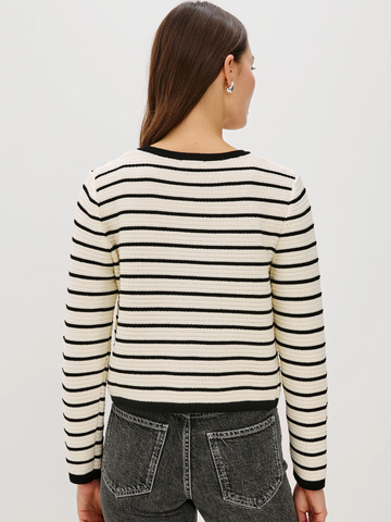 Catania Cardigan in Ivory Black Stripe