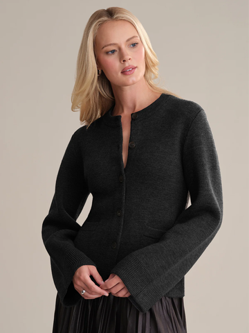 Catherine Button Up Cardigan in Black